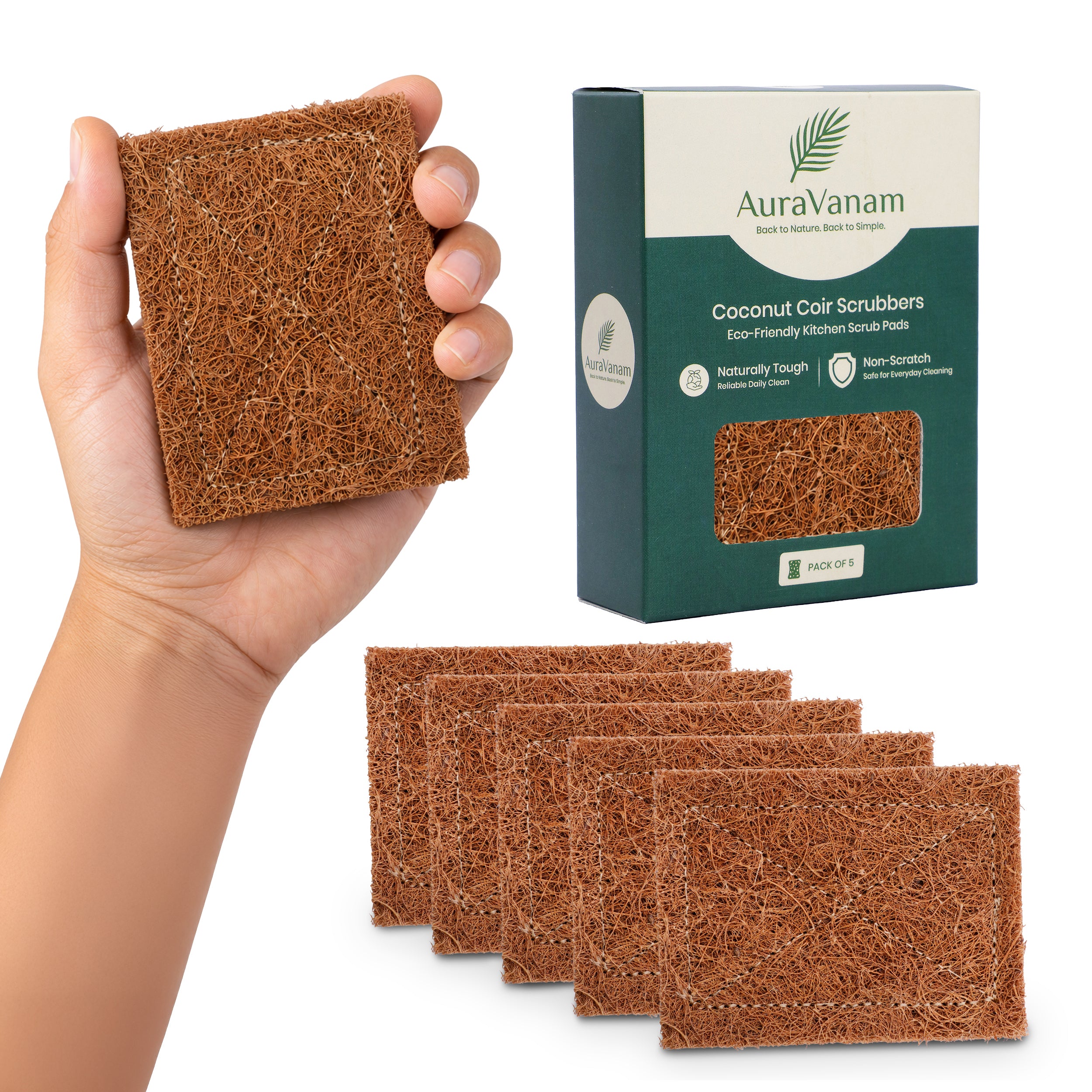AuraVanam Coconut Scrubber for Dishes